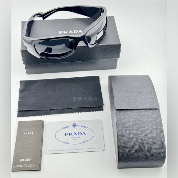 Prada Symbole Sunglasses SPRA14 Polished Black Frame and Gray Lenses UNISEX! New - Picture 13 of 16